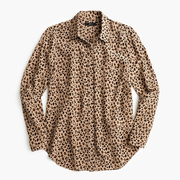 J. Crew Tops - 🦚 New J. Crew silk button-up shirt in leopard